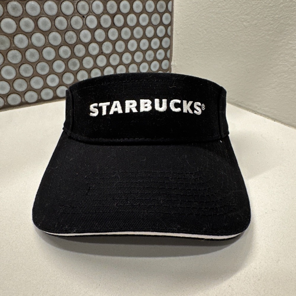 Starbucks Employee Hat Cap Barista Black Visor Unisex Adjustable Strap Back